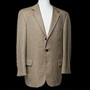 Mens Silk and Wool Blazer | 42 Regular | Classic Three Button Blazer